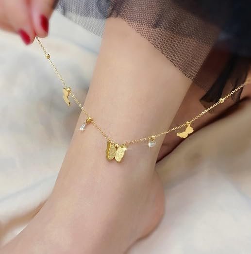 Butterfly & Stones Anklet1