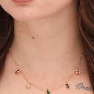 Gold Evil Eye Color Stone Necklace in 18K Gold Plated 316L Stainless Steel – Anti Tarnish Waterproof Jewellery