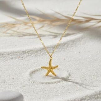 Gold Star Charm Pendant Necklace with Minimal Gold Plated Chain for Women