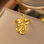 Gold Snake Adjustable Ring in 18K Gold Plated Stainless Steel – Anti Tarnish Waterproof Jewellery