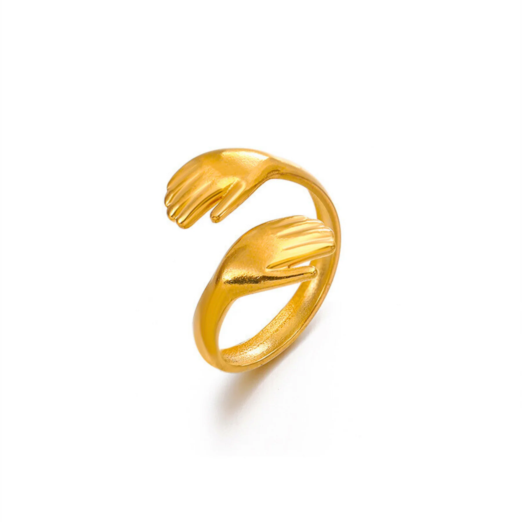 gold-hand-hug-adjustable-rings