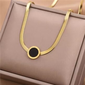 Roman Black Snake Chain Necklace- Anti Tarnish