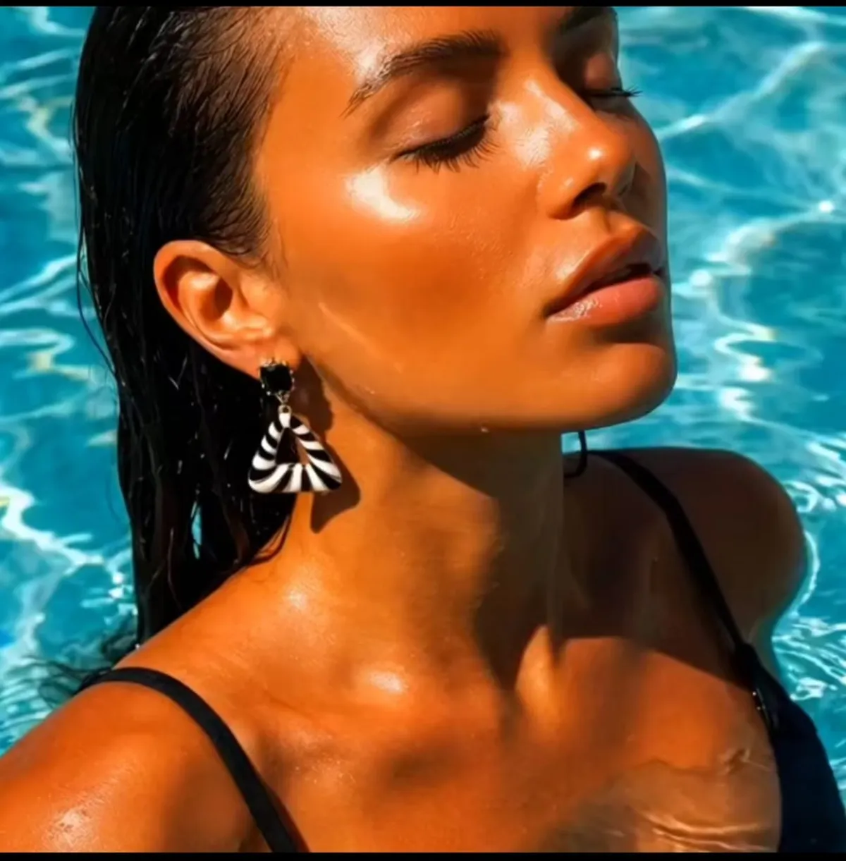 Zebra Enameled Triangle Korean Earrings 4